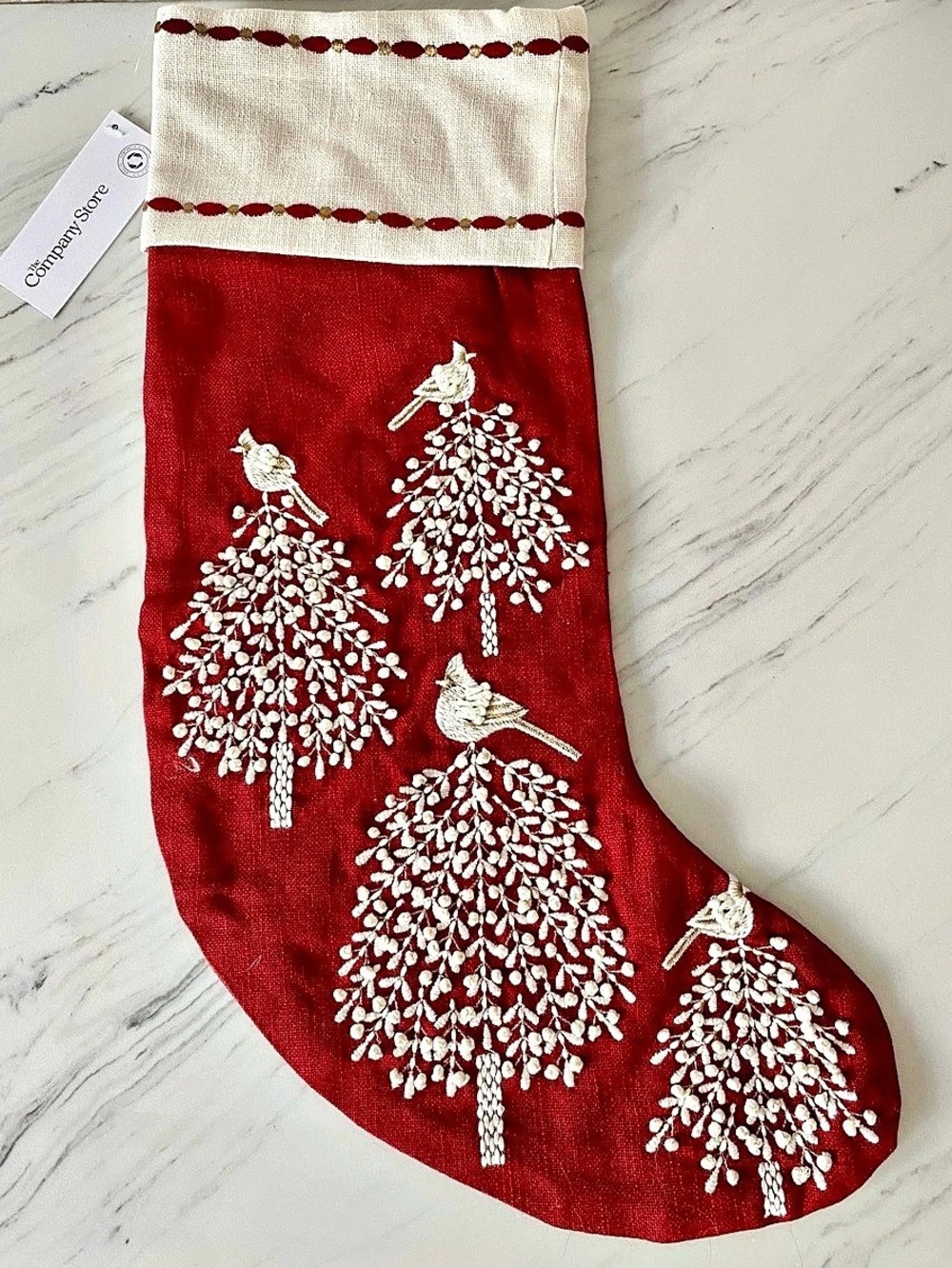 NWT The Company Store Embroidered Holiday Stocking